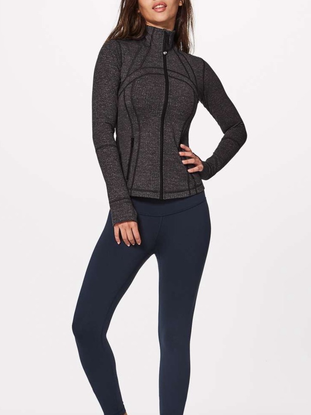 Lululemon Define Jacket Luon Variegated Knit Black Heathered Black 2017 W4AEBS 6